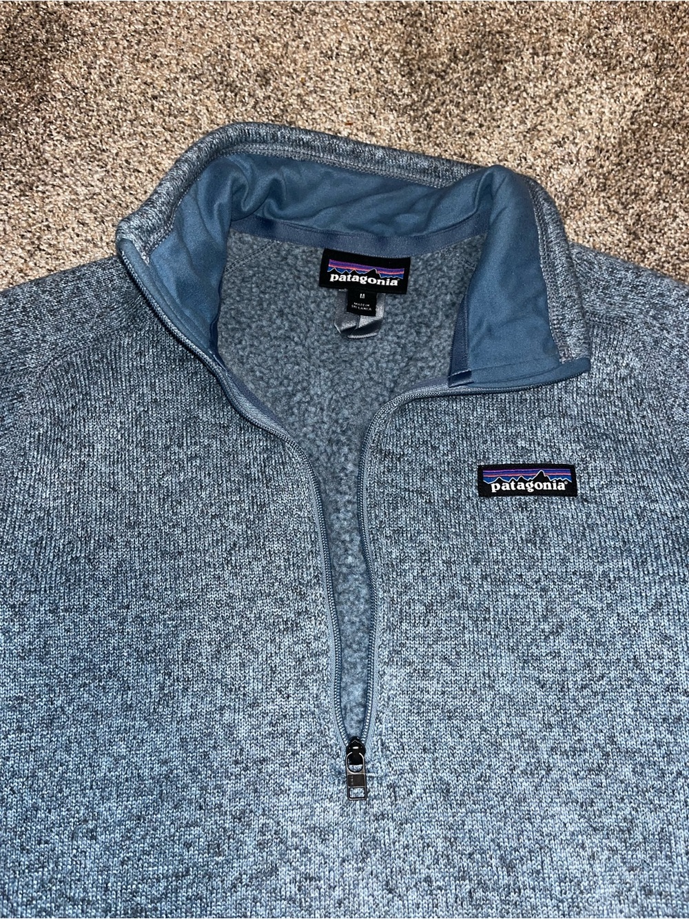 Patagonia Women's Better Sweater 1/4 Zip Fleece M Blue Euc - Picture 3 of 3